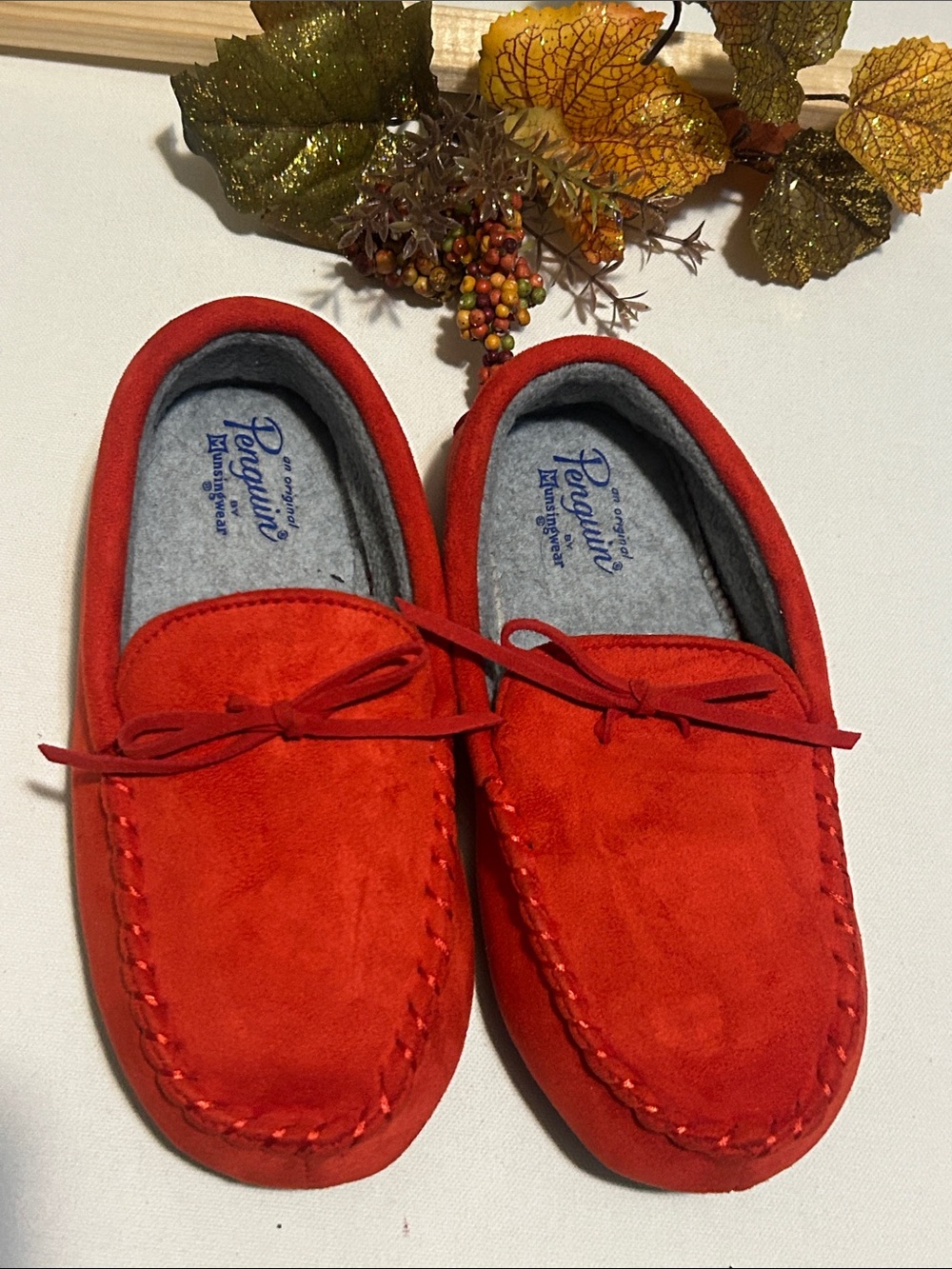 Original Penguin Kids Bright Red Suede Moccasins